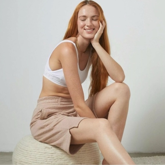 Lunya Restore Double Faced Shorts Tan Nude Size Medium NEW Neutral Sleep Lounge - Picture 1 of 14